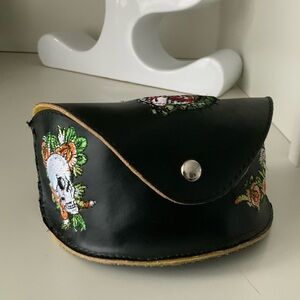 Y2K Early 2000’S ED HARDY Black Patch Tattoo Shield Sunglasses Case